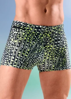 BADER Badehose in höherer Kastenform SCHWARZ-GELB-BUNT