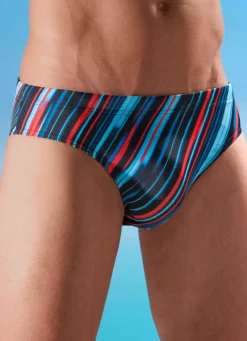 BADER Badehose in Slipform, allover dessiniert SCHWARZ-BUNT