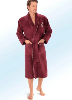Clearance BADER Bademantel mit Anker-Stickerei BORDEAUX
