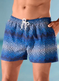 New BADER Badeshorts allover dessiniert, Microfaser ROYALBLAU-BUNT