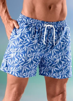 Clearance BADER Badeshorts, allover dessiniert, Microfaser BLAU-WEISS