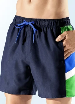 Clearance BADER Badeshorts mit seitlichen Einsätzen, Microfaser NACHTBLAU-BUNT
