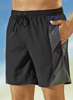 Hot BADER Badeshorts mit seitlichen Einsätzen, Microfaser SCHWARZ-BLAU-GRÜN