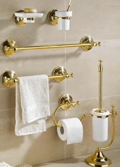 New BADER Badezimmer-Accessoires aus Messing und Keramik MESSING-WEISS