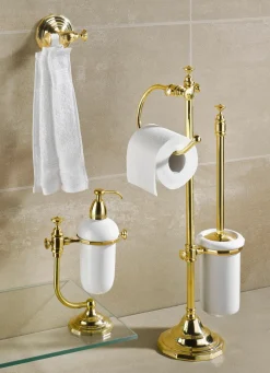 New BADER Badezimmer-Accessoires aus Messing und Keramik MESSING-WEISS