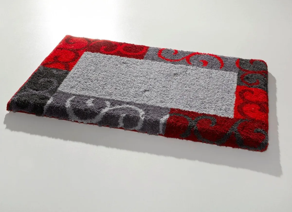 Hot GRUND Badgarnitur in Supersoft-Qualität GRAU-ROT