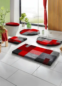 Hot GRUND Badgarnitur in Supersoft-Qualität GRAU-ROT
