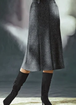 BADER Bahnenrock in Tweed mit Boucle-Effektgarn ANTHRAZIT MEL.