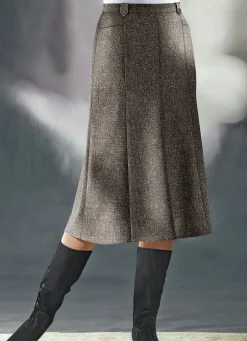 Best BADER Bahnenrock in Tweed mit Boucle-Effektgarn MOKKABRAUN MEL.