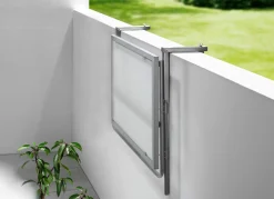 Clearance BADER Balkon-Hängetisch mit Glasplatte SILBER