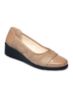 Online BADER Ballerina in Lack und Veloursleder-Optik CREME