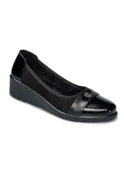 BADER Ballerina in Lack und Veloursleder-Optik SCHWARZ