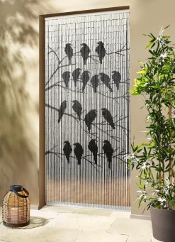 Outlet BADER Bambusvorhang mit Vogelmotiv SCHWARZ-WEISS