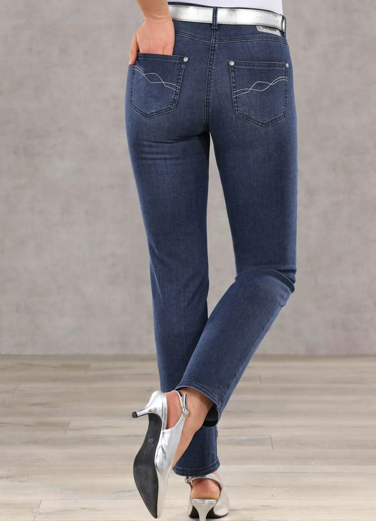 Hot BADER Bauchweg-Jeans in 5-Pocket-Form DUNKELBLAU