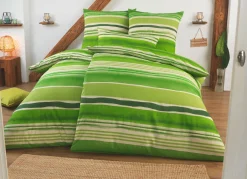 Outlet BADER Beidseitig bedruckte Bettwäsche-Garnitur in Polycotton-Qualität GRÜN