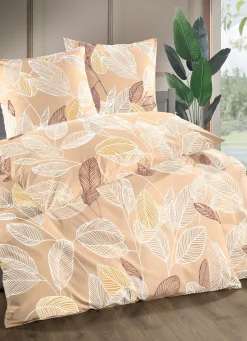 DOBNIG Beidseitig bedruckte Bettwäsche-Garnitur BEIGE
