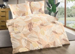 DOBNIG Beidseitig bedruckte Bettwäsche-Garnitur BEIGE