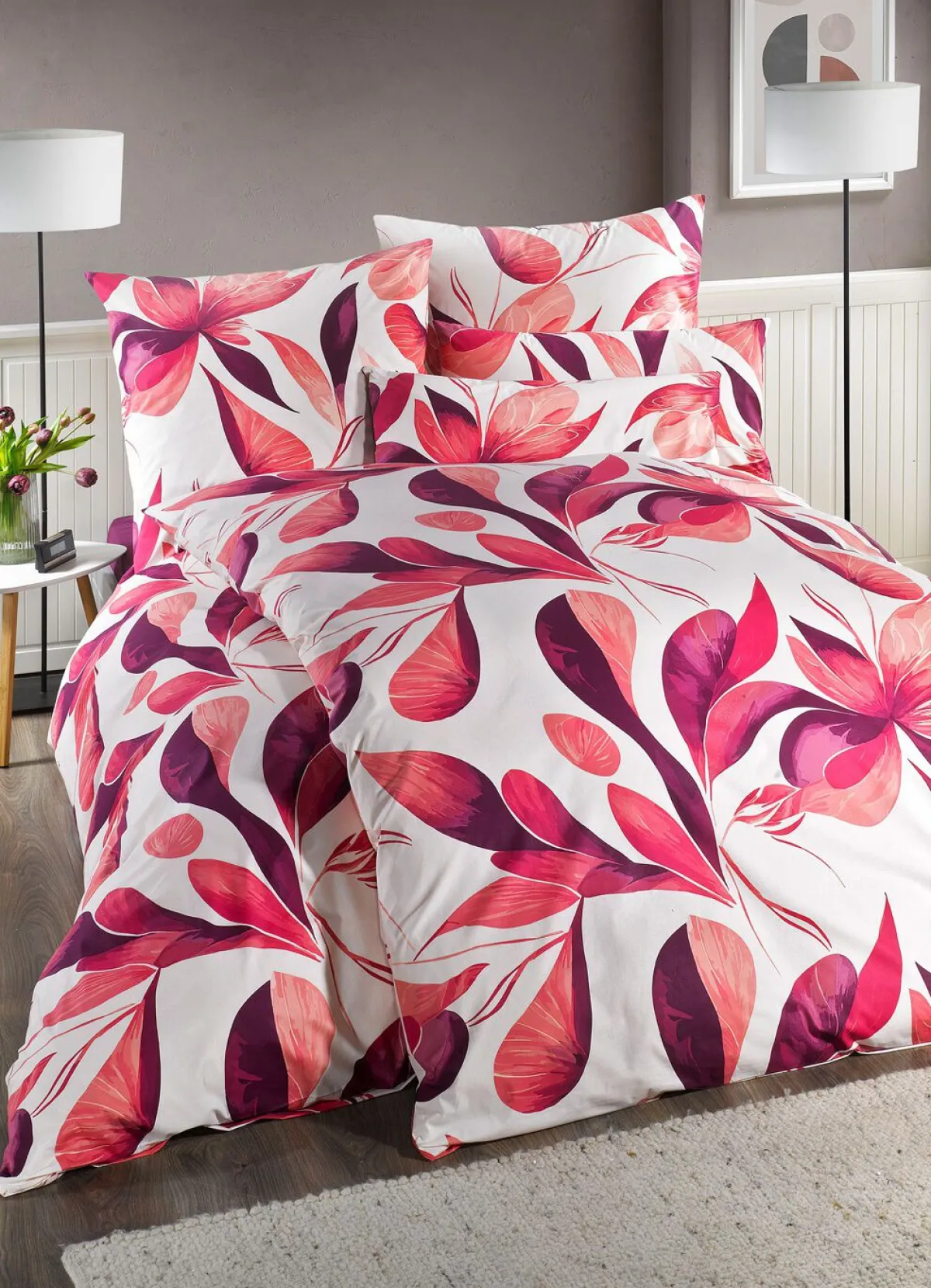 Clearance FLORELLA Beidseitig bedruckte Bettwäsche-Garnitur von ROSÉ