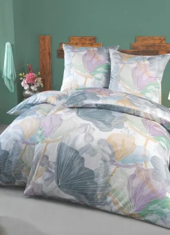 Clearance BADER Beidseitig bedruckte Bettwäsche-Garnitur in Mako-Satin-Qualität GRÜN-BUNT