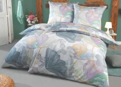Clearance BADER Beidseitig bedruckte Bettwäsche-Garnitur in Mako-Satin-Qualität GRÜN-BUNT