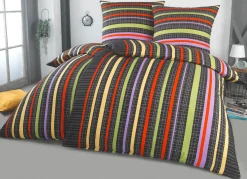 Sale DOBNIG Beidseitig bedruckte Bettwäsche-Garnitur von AUBERGINE-BUNT