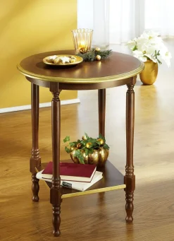 New BADER Beistelltisch mit goldfarbenen Akzenten NUSSBAUM-GOLD