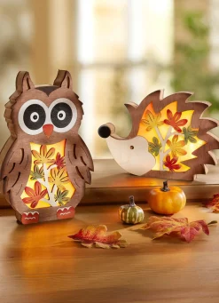 Sale BADER Beleuchtete Holz-Figuren, 2er-Set BRAUN-ORANGE