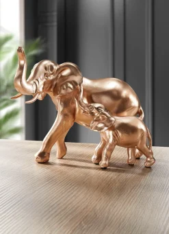 Clearance BADER Bemalte Elefantenmutter mit Kind GOLD