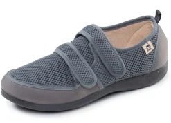 Discount BADER Bequeme Damen-Klettschuhe, Weite H, aus Mesh und Textilmaterial GRAU