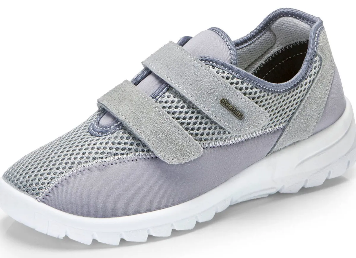 New BADER Bequeme Damen-Klettschuhe, Weite H, mit herausnehmbarem Fußbett GRAU
