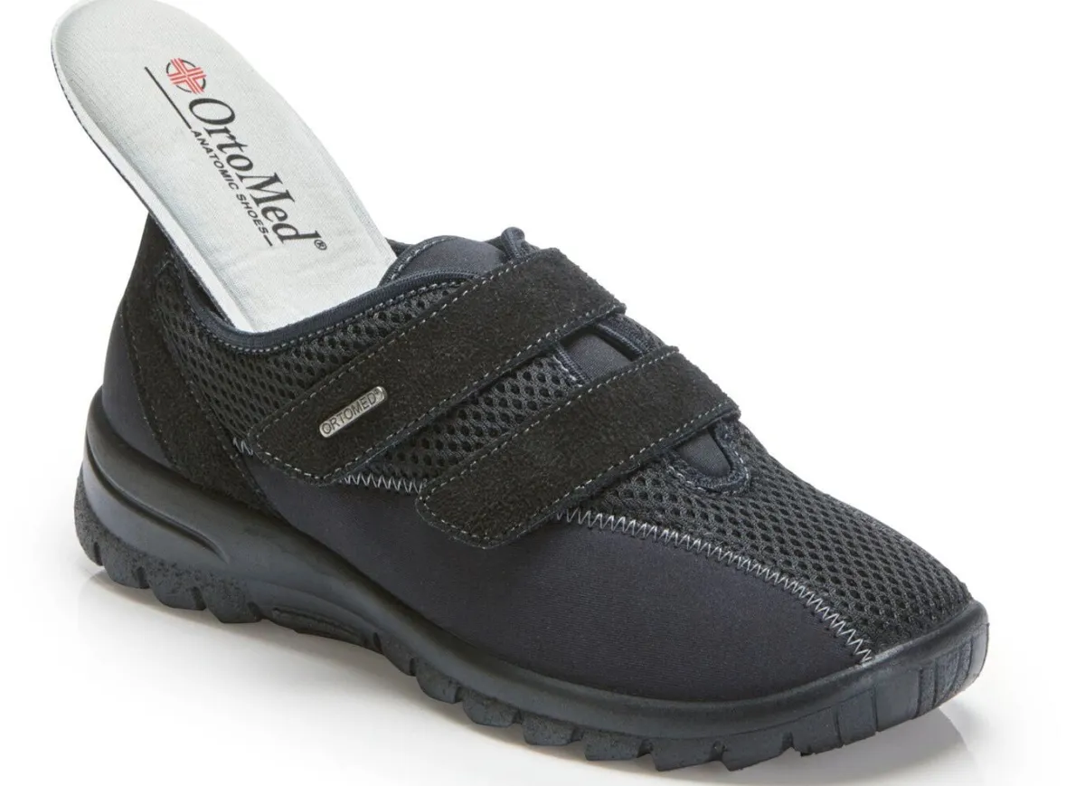 Sale BADER Bequeme Damen-Klettschuhe, Weite H, mit herausnehmbarem Fußbett SCHWARZ