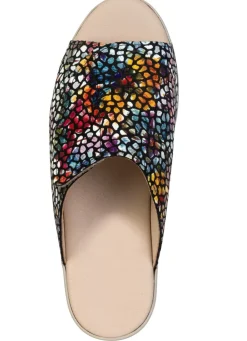 New BADER Bequeme Damen-Pantoletten, Weite G, mit Klettverschluss SCHWARZ-BUNT