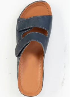 Outlet BADER Bequeme Damen-Pantoletten, Weite G, mit Klettverschluss MARINE