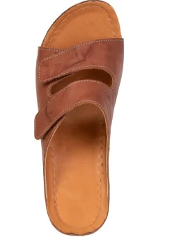 Discount BADER Bequeme Damen-Pantoletten, Weite G, mit Klettverschluss BRAUN