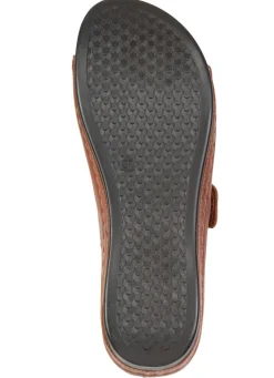 Discount BADER Bequeme Damen-Pantoletten, Weite G, mit Klettverschluss BRAUN