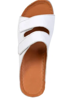 Hot BADER Bequeme Damen-Pantoletten, Weite G, mit Klettverschluss WEISS