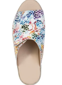 Sale BADER Bequeme Damen-Pantoletten, Weite G, mit Klettverschluss WEISS-BUNT