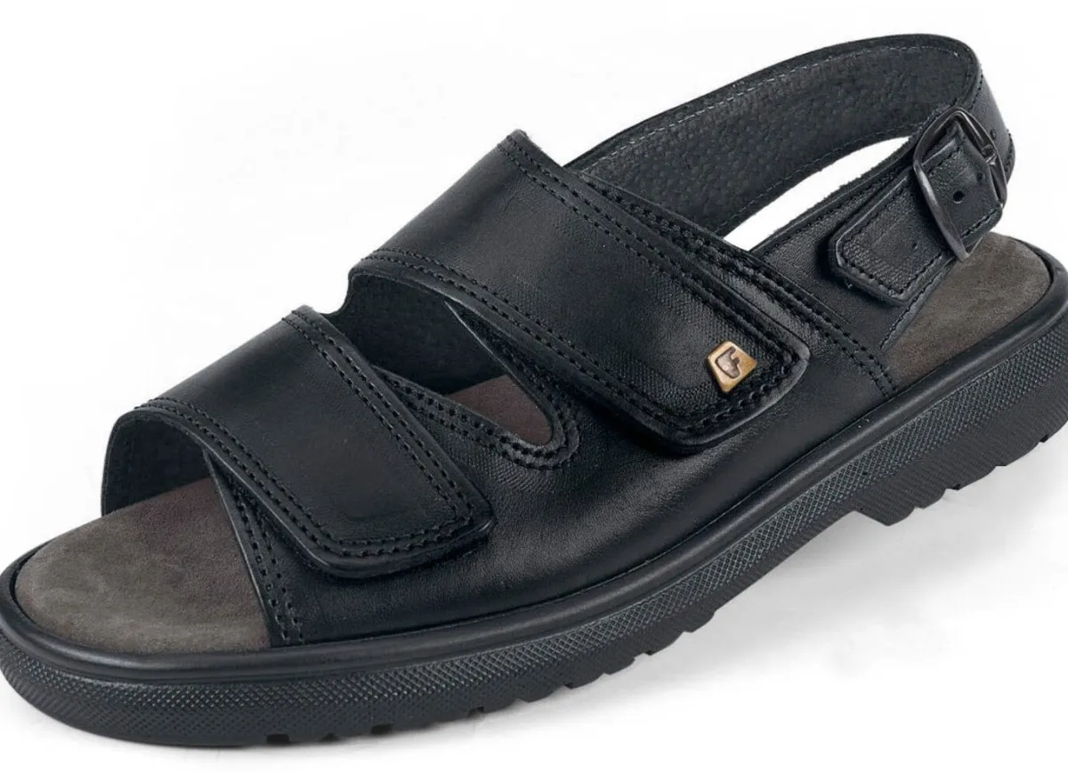New BADER Bequeme Herren-Sandalen, Weite K, mit herausnehmbarem Fußbett SCHWARZ