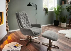 Outlet BADER Bequemer Relax-Sessel mit Hocker ANTHRAZIT
