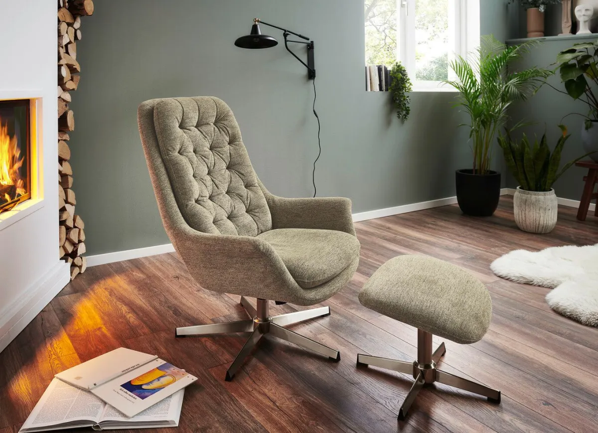 Discount BADER Bequemer Relax-Sessel mit Hocker GRÜN