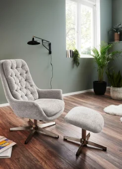 Hot BADER Bequemer Relax-Sessel mit Hocker GRAU