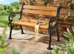 Discount BADER Bequeme 2-Sitzer-Gartenbank in Holzoptik NATUR