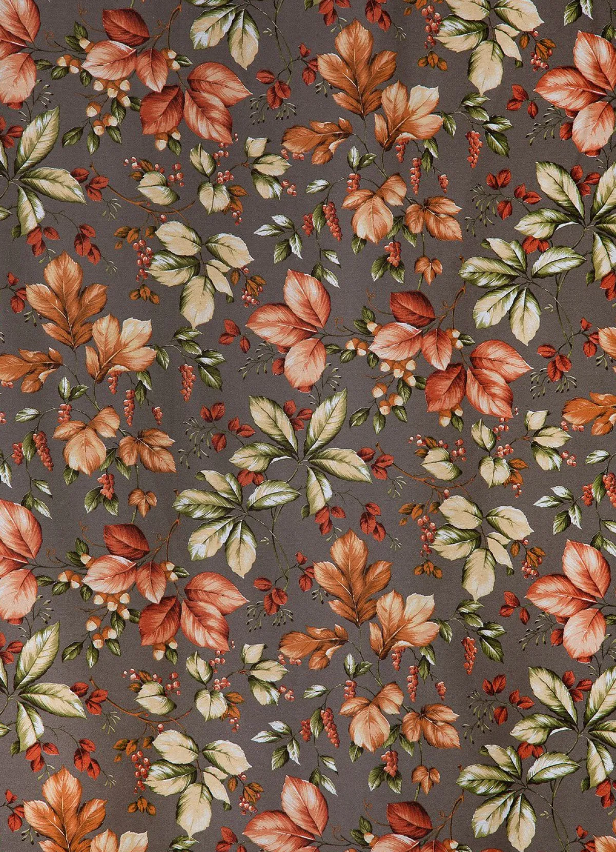 Discount BADER Übergardine mit Blättermotiven BRAUN-BUNT