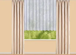 Clearance BADER Übergardine mit Wellen-Dessin und Universalschienenband BEIGE