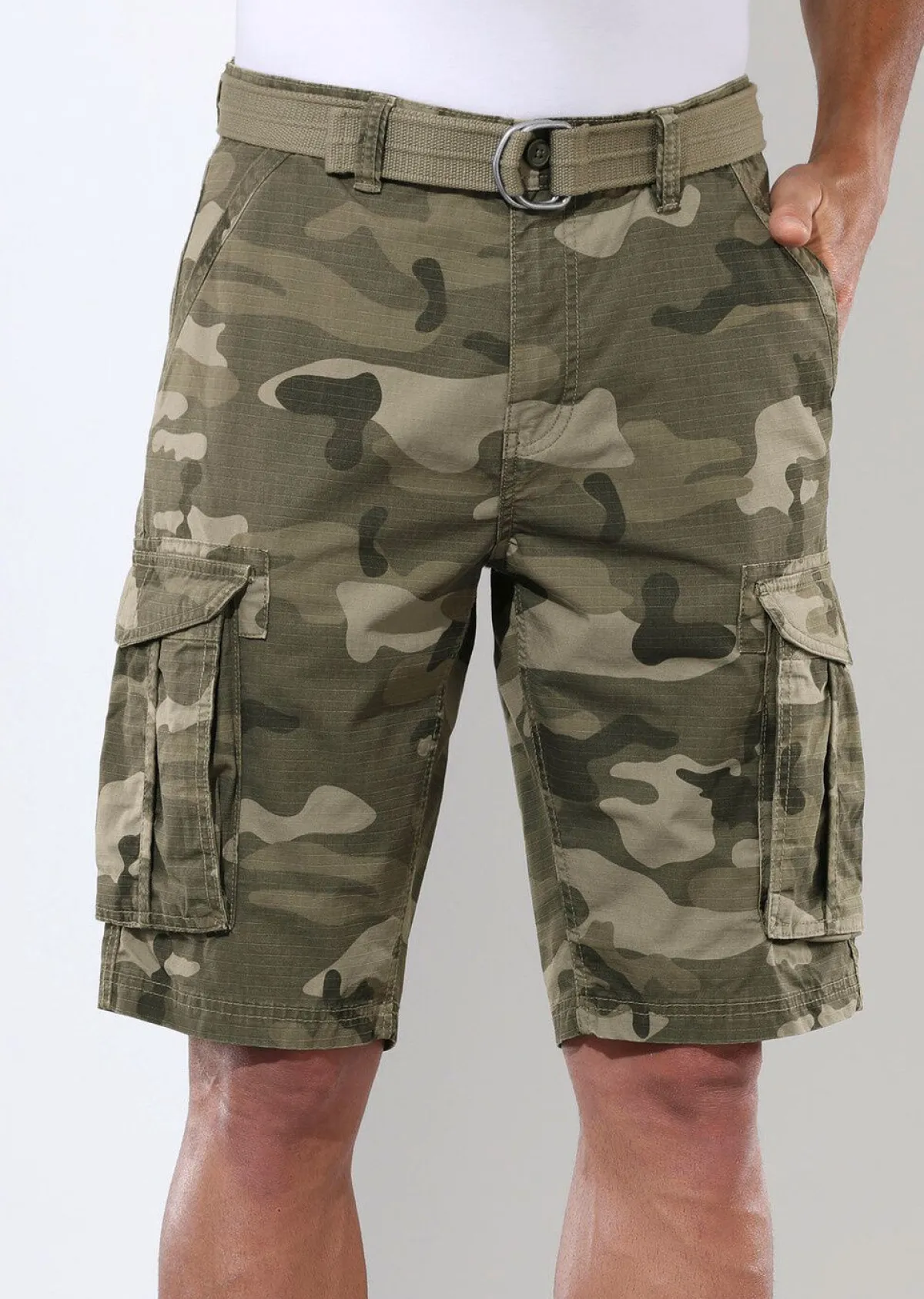 Sale BADER Bermudas mit Gürtel und Cargotaschen in 2 Farben OLIV-BEIGE