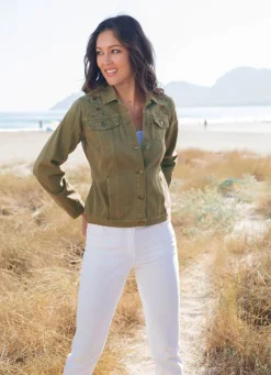 Best BADER Bestickte Jeansjacke OLIV