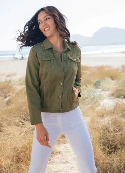 Best BADER Bestickte Jeansjacke OLIV
