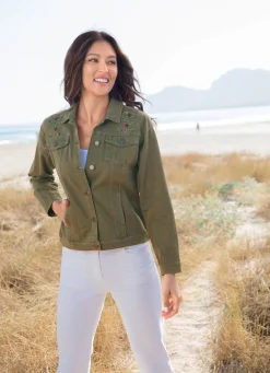 Best BADER Bestickte Jeansjacke OLIV
