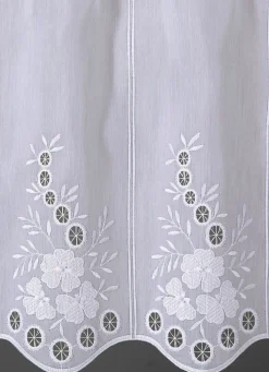 Sale BADER Bestickter Kurzstore mit gebogtem Abschluss WEISS