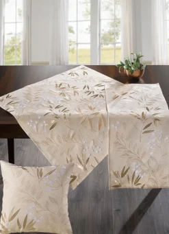 Discount BADER Bestickte Tisch- und Raumdekoration mit Gräser- und Blätter-Dessin BEIGE